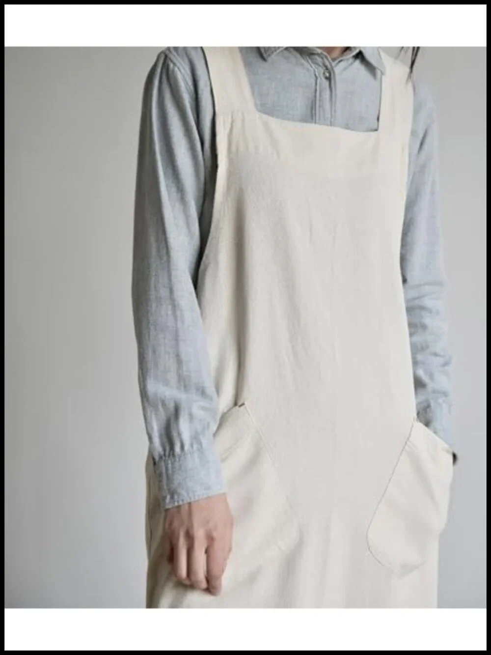 Cotton Linen Cross Back Apron with Pockets for Cooking Gardening